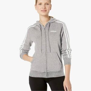 Adidas Women's Essentials 3-stripes Fleece Full-zip Hoodie Sweatshirt Size S